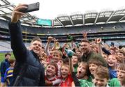 22 September 2018; The 2 Johnnies take selfies with young players during the Littlewoods Ireland Connacht Provincial Days Go Games in Croke Park. This year over 6,000 boys and girls aged between six and eleven represented their clubs in a series of mini blitzes and – just like their heroes – got to play in Croke Park. For exclusive content and behind the scenes action follow Littlewoods Ireland on Facebook, Instagram, Twitter and https://blog.littlewoodsireland.ie/ Photo by Eóin Noonan/Sportsfile
