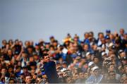 28 September 2018; Rory McIlroy of Europe watches his tee shot on the 7th during his Fourball Match against Dustin Johnson and Rickie Fowler of USA during the Ryder Cup 2018 Matches at Le Golf National in Paris, France. Photo by Ramsey Cardy/Sportsfile