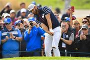 28 September 2018; Dustin Johnson of USA chips his shot on to the 5th green during his Afternoon Foursome Match against Henrik Stenson and Justin Rose of Europe during the Ryder Cup 2018 Matches at Le Golf National in Paris, France. Photo by Ramsey Cardy/Sportsfile
