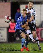 28 September 2018; Patrick McEleney of Dundalk in action against Liam Scales of UCD during the Irish Daily Mail FAI Cup Semi-Final match between Dundalk and UCD at Oriel Park in Dundalk, Co Louth. Photo by Stephen McCarthy/Sportsfile