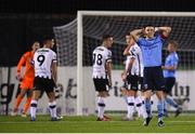 28 September 2018; Gary O'Neill of UCD reacts to a missed free kick during the Irish Daily Mail FAI Cup Semi-Final match between Dundalk and UCD at Oriel Park in Dundalk, Co Louth. Photo by Stephen McCarthy/Sportsfile