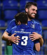 28 September 2018; Jimmy O'Brien, 13, of Leinster A is congratulated by team-mate Conor O'Brien after scoring a try during the Celtic Cup Round 4 match between Leinster A and Ospreys at Energia Park in Donnybrook, Dublin. Photo by Matt Browne/Sportsfile