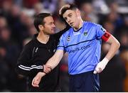 28 September 2018; UCD manager Collie O'Neill with captain Gary O'Neill following the Irish Daily Mail FAI Cup Semi-Final match between Dundalk and UCD at Oriel Park in Dundalk, Co Louth. Photo by Stephen McCarthy/Sportsfile