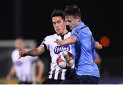 28 September 2018; Jamie McGrath of Dundalk in action against Jason McClelland of UCD during the Irish Daily Mail FAI Cup Semi-Final match between Dundalk and UCD at Oriel Park in Dundalk, Co Louth. Photo by Stephen McCarthy/Sportsfile