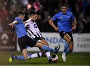 28 September 2018; Patrick Hoban of Dundalk has a shot on goal despite Gary O'Neill, left, and Josh Collins of UCD during the Irish Daily Mail FAI Cup Semi-Final match between Dundalk and UCD at Oriel Park in Dundalk, Co Louth. Photo by Stephen McCarthy/Sportsfile