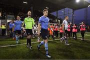 28 September 2018; Gary O'Neill of UCD leads his side out prior to the Irish Daily Mail FAI Cup Semi-Final match between Dundalk and UCD at Oriel Park in Dundalk, Co Louth. Photo by Stephen McCarthy/Sportsfile