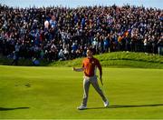 29 September 2018; Rory McIlroy of Europe celebrates after making a putt on the 8th green during his Fourball Match against Tony Finau and Brooks Koepka of USA during the Ryder Cup 2018 Matches at Le Golf National in Paris, France. Photo by Ramsey Cardy/Sportsfile