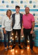 29 September 2018; Tiarnan Woods of Drumsurn, Derry, with his parents Martina and Rory on their arrival at the 2018 Electric Ireland Minor Star Awards. The Hurling/Football Team of the Year was selected by an expert panel of GAA legends including Ollie Canning, Sean Cavanagh, Michael Fennelly and Daniel Goulding. Sponsors of the GAA Minor Championships, Electric Ireland today recognised the talent and dedication of 15 Minor football players, and 15 Minor hurling players at the second annual Electric Ireland Minor Star Awards at Croke Park. #GAAThisIsMajor Photo by Stephen McCarthy/Sportsfile