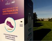 29 September 2018; A general view at the Vhi staff takeover at Kilkenny parkrun. Vhi is also announcing a brand new adult parkrun Rewards Programme. Vhi customers can earn free rewards when they take part in adult parkruns across Ireland. Customers can claim their first reward after completing just one parkrun and as they accumulate parkruns they will unlock a variety of different rewards. Rewards include sports towels, LED running lights, phone holders and more. To sign up, participants simply download the Vhi app and scan their parkrun barcode. The Vhi Rewards Programme starts on September 29th and will run for 6 months initially. parkruns take place over a 5km course weekly, are free to enter and are open to all ages and abilities, providing a fun and safe environment to enjoy exercise. To register for a parkrun near you visit www.parkrun.ie. Photo by Harry Murphy/Sportsfile