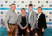 29 September 2018; Conor Raftery of Northern Gaels, Galway, with, from left, John Raftery, Kathleen Raftery and Ann Marie Fitzmaurice on their arrival at the 2018 Electric Ireland Minor Star Awards. The Hurling/Football Team of the Year was selected by an expert panel of GAA legends including Ollie Canning, Sean Cavanagh, Michael Fennelly and Daniel Goulding. Sponsors of the GAA Minor Championships, Electric Ireland today recognised the talent and dedication of 15 Minor football players, and 15 Minor hurling players at the second annual Electric Ireland Minor Star Awards at Croke Park. #GAAThisIsMajor Photo by Stephen McCarthy/Sportsfile