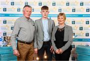 29 September 2018; Conor Raftery of Northern Gaels, Galway, with parents John and Kathleen on their arrival at the 2018 Electric Ireland Minor Star Awards. The Hurling/Football Team of the Year was selected by an expert panel of GAA legends including Ollie Canning, Sean Cavanagh, Michael Fennelly and Daniel Goulding. Sponsors of the GAA Minor Championships, Electric Ireland today recognised the talent and dedication of 15 Minor football players, and 15 Minor hurling players at the second annual Electric Ireland Minor Star Awards at Croke Park. #GAAThisIsMajor Photo by Stephen McCarthy/Sportsfile