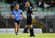 29 September 2018; Referee Cormac Reilly signals for a penalty during the Meath County Senior Club Football Championship Semi-Final match between Simonstown and St Peter's, Dunboyne at Páirc Tailteann in Navan, Co. Meath. Photo by Harry Murphy/Sportsfile