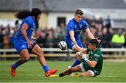 29 September 2018; Tiernan O'Halloran of Connacht in action against Joe Tomane, left, and Garry Ringrose of Leinster during the Guinness PRO14 Round 5 match between Connacht and Leinster at The Sportsground in Galway. Photo by Brendan Moran/Sportsfile
