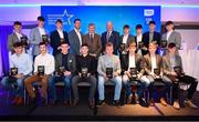 29 September 2018; Pat O’Doherty, ESB Chief Executive, backrow centre, Uachtarán Chumann Lúthcleas Gael John Horan, right, and Former Kilkenny hurler and Electric Ireland Minor Star Awards judge Michael Fennelly, left, with the The Electric Ireland Minor Hurling Team of the Year at the 2018 Electric Ireland Minor Star Awards. The Hurling Team of the Year was selected by an expert panel of GAA legends including Ollie Canning, Sean Cavanagh, Michael Fennelly and Daniel Goulding. Sponsors of the GAA Minor Championships, Electric Ireland today recognised the talent and dedication of 15 Minor football players, and 15 Minor hurling players at the second annual Electric Ireland Minor Star Awards at Croke Park. #GAAThisIsMajor Photo by Sam Barnes/Sportsfile