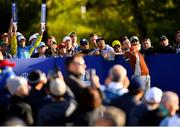 29 September 2018; Rory McIlroy of Europe takes his tee shot on the 14th during his Foursome Match against Justin Thomas and Jordan Spieth of USA during the Ryder Cup 2018 Matches at Le Golf National in Paris, France. Photo by Ramsey Cardy/Sportsfile