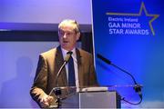 29 September 2018; Pat O’Doherty, ESB Chief Executive, speaking during the 2018 Electric Ireland Minor Star Awards. The Hurling and Football Team of the Year was selected by an expert panel of GAA legends including Ollie Canning, Sean Cavanagh, Michael Fennelly and Daniel Goulding. Sponsors of the GAA Minor Championships, Electric Ireland today recognised the talent and dedication of 15 Minor football players, and 15 Minor hurling players at the second annual Electric Ireland Minor Star Awards at Croke Park. #GAAThisIsMajor Photo by Sam Barnes/Sportsfile