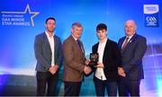 29 September 2018; Seán Phelan of Nenagh Eire OG, Tipperary, is presented with his Hurling Team of the Year Award by Pat O’Doherty, ESB Chief Executive, alongside Former Kilkenny hurler and Electric Ireland Minor Star Awards judge Michael Fennelly, left, and Uachtarán Chumann Lúthcleas Gael John Horan. The Hurling and Football Team of the Year was selected by an expert panel of GAA legends including Ollie Canning, Sean Cavanagh, Michael Fennelly and Daniel Goulding. Sponsors of the GAA Minor Championships, Electric Ireland today recognised the talent and dedication of 15 Minor football players, and 15 Minor hurling players at the second annual Electric Ireland Minor Star Awards at Croke Park. #GAAThisIsMajor Photo by Sam Barnes/Sportsfile