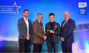 29 September 2018; Seán Neary of Castlegar, Galway, is presented with his Hurling Team of the Year Award by Pat O’Doherty, ESB Chief Executive, alongside Former Kilkenny hurler and Electric Ireland Minor Star Awards judge Michael Fennelly, left, and Uachtarán Chumann Lúthcleas Gael John Horan. The Hurling and Football Team of the Year was selected by an expert panel of GAA legends including Ollie Canning, Sean Cavanagh, Michael Fennelly and Daniel Goulding. Sponsors of the GAA Minor Championships, Electric Ireland today recognised the talent and dedication of 15 Minor football players, and 15 Minor hurling players at the second annual Electric Ireland Minor Star Awards at Croke Park. #GAAThisIsMajor Photo by Sam Barnes/Sportsfile