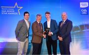 29 September 2018; Mathew Costello of Dunshaughlin, Meath, is presented with his Football Team of the Year Award by Pat O’Doherty, ESB Chief Executive, alongside Former Tyrone footballer and Electric Ireland Minor Star Awards judge Sean Cavanagh, left, and Uachtarán Chumann Lúthcleas Gael John Horan. The Hurling and Football Team of the Year was selected by an expert panel of GAA legends including Ollie Canning, Sean Cavanagh, Michael Fennelly and Daniel Goulding. Sponsors of the GAA Minor Championships, Electric Ireland today recognised the talent and dedication of 15 Minor football players, and 15 Minor hurling players at the second annual Electric Ireland Minor Star Awards at Croke Park. #GAAThisIsMajor Photo by Sam Barnes/Sportsfile