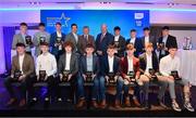 29 September 2018; Pat O’Doherty, ESB Chief Executive, backrow centre, Uachtarán Chumann Lúthcleas Gael John Horan, right, and Former Tyrone footballer and Electric Ireland Minor Star Awards judge Sean Cavanagh, left, with the The Electric Ireland Minor Football Team of the Year at the 2018 Electric Ireland Minor Star Awards. The Football Team of the Year was selected by an expert panel of GAA legends including Ollie Canning, Sean Cavanagh, Michael Fennelly and Daniel Goulding. Sponsors of the GAA Minor Championships, Electric Ireland today recognised the talent and dedication of 15 Minor football players, and 15 Minor hurling players at the second annual Electric Ireland Minor Star Awards at Croke Park. #GAAThisIsMajor Photo by Sam Barnes/Sportsfile