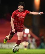 29 September 2018; Joey Carbery of Munster kicks a conversion during the Guinness PRO14 Round 5 match between Munster and Ulster at Thomond Park in Limerick. Photo by Matt Browne/Sportsfile