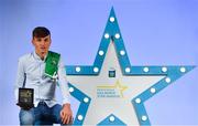 29 September 2018;  Cathal O’Neill of Crecora-Manister, Limerick, with his Minor Hurling Team of the Year Award at the 2018 Electric Ireland Minor Star Awards. The Hurling and Football Team of the Year was selected by an expert panel of GAA legends including Ollie Canning, Sean Cavanagh, Michael Fennelly and Daniel Goulding. Sponsors of the GAA Minor Championships, Electric Ireland today recognised the talent and dedication of 15 Minor football players, and 15 Minor hurling players at the second annual Electric Ireland Minor Star Awards at Croke Park. #GAAThisIsMajor  Photo by Sam Barnes/Sportsfile