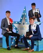 29 September 2018;  Tiarnan Woods of Drumsurn, Derry, Ronan Grimes of Killanny, Monaghan and Aaron Mulligan of Latton, Monaghan  with their Minor Football Team of the Year Awards at the 2018 Electric Ireland Minor Star Awards. The Hurling and Football Team of the Year was selected by an expert panel of GAA legends including Ollie Canning, Sean Cavanagh, Michael Fennelly and Daniel Goulding. Sponsors of the GAA Minor Championships, Electric Ireland today recognised the talent and dedication of 15 Minor football players, and 15 Minor hurling players at the second annual Electric Ireland Minor Star Awards at Croke Park. #GAAThisIsMajor Photo by Sam Barnes/Sportsfile