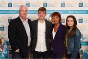 29 September 2018; Ciarán Brennan of Bennettsbridge, Kilkenny, with family, from left, Paul, Clare and Luci on their arrival at the 2018 Electric Ireland Minor Star Awards. The Hurling/Football Team of the Year was selected by an expert panel of GAA legends including Ollie Canning, Sean Cavanagh, Michael Fennelly and Daniel Goulding. Sponsors of the GAA Minor Championships, Electric Ireland today recognised the talent and dedication of 15 Minor football players, and 15 Minor hurling players at the second annual Electric Ireland Minor Star Awards at Croke Park. #GAAThisIsMajor Photo by Stephen McCarthy/Sportsfile
