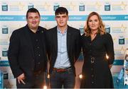 29 September 2018; Eoin Darcy of Tinahely, Wicklow, with Kevin Darcy, left, and Andreina O'Brien on their arrival at the 2018 Electric Ireland Minor Star Awards. The Hurling/Football Team of the Year was selected by an expert panel of GAA legends including Ollie Canning, Sean Cavanagh, Michael Fennelly and Daniel Goulding. Sponsors of the GAA Minor Championships, Electric Ireland today recognised the talent and dedication of 15 Minor football players, and 15 Minor hurling players at the second annual Electric Ireland Minor Star Awards at Croke Park. #GAAThisIsMajor Photo by Stephen McCarthy/Sportsfile