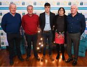 29 September 2018; Eoin Darcy of Tinahely, Wicklow, with family, from left, Anthony Darcy, Jim Darcy, Cathy O'Brien and Christy O'Brien on their arrival at the 2018 Electric Ireland Minor Star Awards. The Hurling/Football Team of the Year was selected by an expert panel of GAA legends including Ollie Canning, Sean Cavanagh, Michael Fennelly and Daniel Goulding. Sponsors of the GAA Minor Championships, Electric Ireland today recognised the talent and dedication of 15 Minor football players, and 15 Minor hurling players at the second annual Electric Ireland Minor Star Awards at Croke Park. #GAAThisIsMajor Photo by Stephen McCarthy/Sportsfile