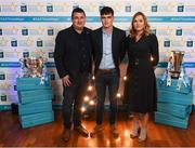 29 September 2018; Eoin Darcy of Tinahely, Wicklow, with Kevin Darcy, left, and Andreina O'Brien on their arrival at the 2018 Electric Ireland Minor Star Awards. The Hurling/Football Team of the Year was selected by an expert panel of GAA legends including Ollie Canning, Sean Cavanagh, Michael Fennelly and Daniel Goulding. Sponsors of the GAA Minor Championships, Electric Ireland today recognised the talent and dedication of 15 Minor football players, and 15 Minor hurling players at the second annual Electric Ireland Minor Star Awards at Croke Park. #GAAThisIsMajor Photo by Stephen McCarthy/Sportsfile