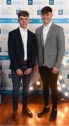 29 September 2018; Mark Lavin of Lucan Sarsfields, left, and Luke Swan of Castleknock, on their arrival at the 2018 Electric Ireland Minor Star Awards. The Hurling/Football Team of the Year was selected by an expert panel of GAA legends including Ollie Canning, Sean Cavanagh, Michael Fennelly and Daniel Goulding. Sponsors of the GAA Minor Championships, Electric Ireland today recognised the talent and dedication of 15 Minor football players, and 15 Minor hurling players at the second annual Electric Ireland Minor Star Awards at Croke Park. #GAAThisIsMajor Photo by Stephen McCarthy/Sportsfile
