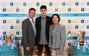 29 September 2018; Donal Leavy of Naomh Olaf, Dublin, with parents Paddy and Dierdre on their arrival at the 2018 Electric Ireland Minor Star Awards. The Hurling/Football Team of the Year was selected by an expert panel of GAA legends including Ollie Canning, Sean Cavanagh, Michael Fennelly and Daniel Goulding. Sponsors of the GAA Minor Championships, Electric Ireland today recognised the talent and dedication of 15 Minor football players, and 15 Minor hurling players at the second annual Electric Ireland Minor Star Awards at Croke Park. #GAAThisIsMajor Photo by Stephen McCarthy/Sportsfile