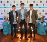 29 September 2018; Galway footballers, from left, Matthew Cooley of Corofin, Conor Raftery of Northern Gaels, and Tony Gill of Corofin, on their arrival at the 2018 Electric Ireland Minor Star Awards. The Hurling/Football Team of the Year was selected by an expert panel of GAA legends including Ollie Canning, Sean Cavanagh, Michael Fennelly and Daniel Goulding. Sponsors of the GAA Minor Championships, Electric Ireland today recognised the talent and dedication of 15 Minor football players, and 15 Minor hurling players at the second annual Electric Ireland Minor Star Awards at Croke Park. #GAAThisIsMajor Photo by Stephen McCarthy/Sportsfile