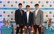 29 September 2018; Dublin hurlers, from left, Donal Leavy of Naomh Olaf, Mark Lavin of Lucan Sarsfields, and Luke Swan of Castleknock, on their arrival at the 2018 Electric Ireland Minor Star Awards. The Hurling/Football Team of the Year was selected by an expert panel of GAA legends including Ollie Canning, Sean Cavanagh, Michael Fennelly and Daniel Goulding. Sponsors of the GAA Minor Championships, Electric Ireland today recognised the talent and dedication of 15 Minor football players, and 15 Minor hurling players at the second annual Electric Ireland Minor Star Awards at Croke Park. #GAAThisIsMajor Photo by Stephen McCarthy/Sportsfile