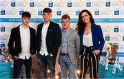 29 September 2018; Tipperary hurlers, from left, Seán Phelan of Nenagh Eire OG, Conor Whelan of CJ Kickhams, and James Devaney of Borris-Ileigh, with Lauren Guilfoyle on their arrival at the 2018 Electric Ireland Minor Star Awards. The Hurling/Football Team of the Year was selected by an expert panel of GAA legends including Ollie Canning, Sean Cavanagh, Michael Fennelly and Daniel Goulding. Sponsors of the GAA Minor Championships, Electric Ireland today recognised the talent and dedication of 15 Minor football players, and 15 Minor hurling players at the second annual Electric Ireland Minor Star Awards at Croke Park. #GAAThisIsMajor Photo by Stephen McCarthy/Sportsfile