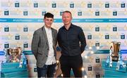 29 September 2018; Jamie Young of O’Loughlin Gaels, Kilkenny, and Sheamus Cummins on their arrival at the 2018 Electric Ireland Minor Star Awards. The Hurling/Football Team of the Year was selected by an expert panel of GAA legends including Ollie Canning, Sean Cavanagh, Michael Fennelly and Daniel Goulding. Sponsors of the GAA Minor Championships, Electric Ireland today recognised the talent and dedication of 15 Minor football players, and 15 Minor hurling players at the second annual Electric Ireland Minor Star Awards at Croke Park. #GAAThisIsMajor Photo by Stephen McCarthy/Sportsfile