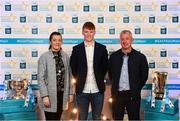 29 September 2018; Shane Jennings of Ballinasloe, Galway, with parents Enda & Des on their arrival at the 2018 Electric Ireland Minor Star Awards. The Hurling/Football Team of the Year was selected by an expert panel of GAA legends including Ollie Canning, Sean Cavanagh, Michael Fennelly and Daniel Goulding. Sponsors of the GAA Minor Championships, Electric Ireland today recognised the talent and dedication of 15 Minor football players, and 15 Minor hurling players at the second annual Electric Ireland Minor Star Awards at Croke Park. #GAAThisIsMajor Photo by Stephen McCarthy/Sportsfile