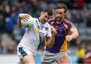 30 September 2018; Glenn Hazley of St. Sylvesters in action against Shane Horan of Kilmacud Crokes during the Dublin County Senior Club Football Championship Quarter-Final match between St. Sylvester's and Kilmacud Crokes at Parnell Park in Dublin. Photo by Harry Murphy/Sportsfile