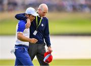 30 September 2018; Paul Casey of Europe, left, and USA captain Jim Furyk on the 18th green during the Singles Match during the Ryder Cup 2018 Matches at Le Golf National in Paris, France. Photo by Ramsey Cardy/Sportsfile