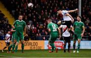 30 September 2018; Kevin Devaney of Bohemians has a header on goal during the Irish Daily Mail FAI Cup Semi-Final match between Bohemians and Cork City at Dalymount Park in Dublin. Photo by Stephen McCarthy/Sportsfile