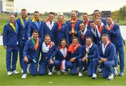 30 September 2018; Team Europe after winning the Ryder Cup following the Ryder Cup 2018 Matches at Le Golf National in Paris, France. Photo by Ramsey Cardy/Sportsfile