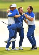 30 September 2018; Europe players, from left, Alex Norén, Ian Poulter, Tyrrell Hatton and Francesco Molinari celebrate winning following the Ryder Cup 2018 Matches at Le Golf National in Paris, France. Photo by Ramsey Cardy/Sportsfile