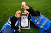 30 September 2018; Cory Monaghan from Drumbaragh, Co. Meath, and Aoibhe Maron, from Mornington, Co. Meath, take a sefie with the Guinness World Record Certificate following the Official Guinness World Record Attempt for World’s Largest Hurling Lesson at Croke Park in Dublin. The attempt, which saw 1,772 participants take to the field was made to celebrate 20 Years of the GAA Museum.  Photo by Sam Barnes/Sportsfile