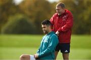 1 October 2018; Keith Earls with team-mate Conor Murray prior to Munster Rugby squad training at the University of Limerick in Limerick. Photo by Diarmuid Greene/Sportsfile