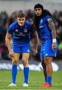 29 September 2018; Garry Ringrose, left, and Joe Tomane of Leinster during the Guinness PRO14 Round 5 match between Connacht and Leinster at The Sportsground in Galway. Photo by Brendan Moran/Sportsfile