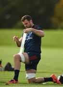 1 October 2018; Tadhg Beirne applies some strapping prior to Munster Rugby squad training at the University of Limerick in Limerick. Photo by Diarmuid Greene/Sportsfile