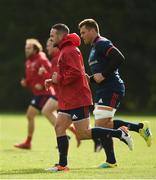 1 October 2018; Alby Mathewson and CJ Stander during Munster Rugby squad training at the University of Limerick in Limerick. Photo by Diarmuid Greene/Sportsfile
