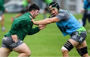 2 October 2018; Matthew Burke, left, and Ultan Dillane during Connacht Rugby squad training at the Sportsground in Galway. Photo by Harry Murphy/Sportsfile