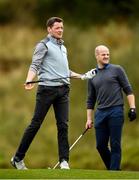 2 October 2018; Monaghan footballer Conor McManus, left, and Former Monaghan footballer Dick Clerkin during the pro-am event at Concra Wood in Castleblayney, Co. Monaghan, ahead of the Monaghan Irish Challenge event which runs from the 4th to the 7th October. Tickets are available via Eventbrite. Photo by Ramsey Cardy/Sportsfile